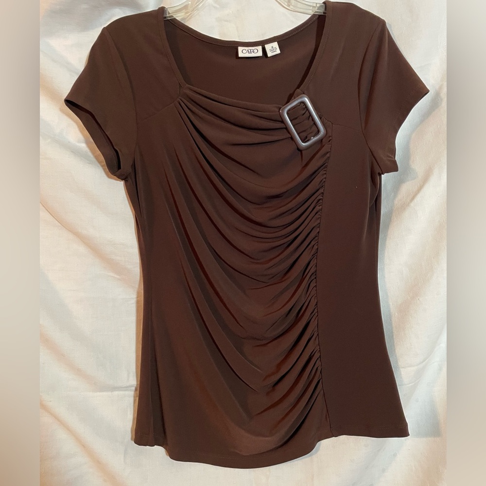 Cato Brown Sort Sleeve Blouse